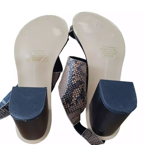 French Connection Lori Snakeskin Heels Womens 6.5 Sandals Open Toe Block - Picture 14 of 14